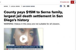 Photo of the news story video of Elisa Serna who died in custody in a SD Jail in 2019